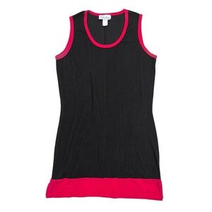 Vintage 90s Y2K Carolyn Strauss Black Red Ringer Slinky Stretch Tank Dress